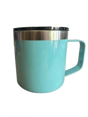 Insulated Travel Mug with Handle - Aqua Blue